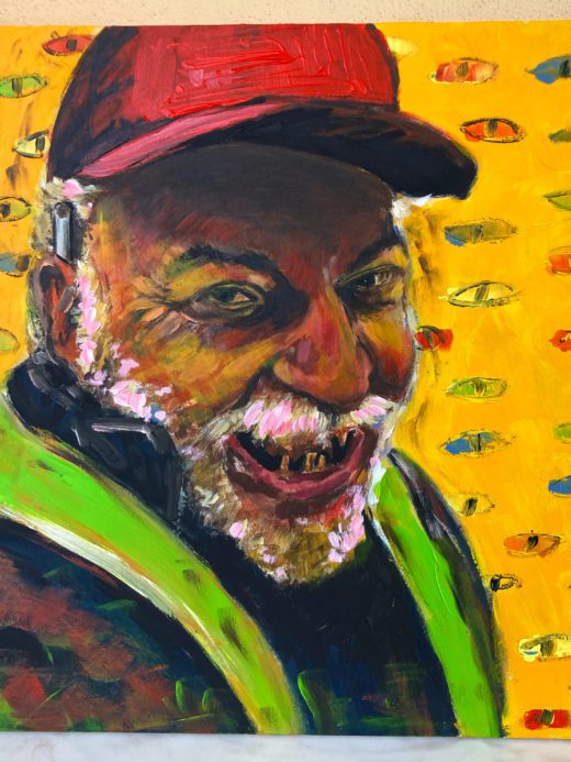 dipinto espressionista che ritrae il personaggio popolare alfredo marraccini in arte marra