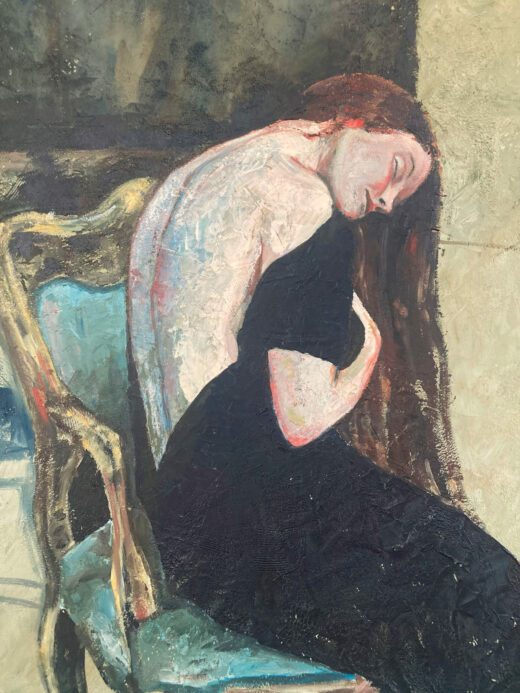 pittura classica di discrete dimensioi raffigurante una donna